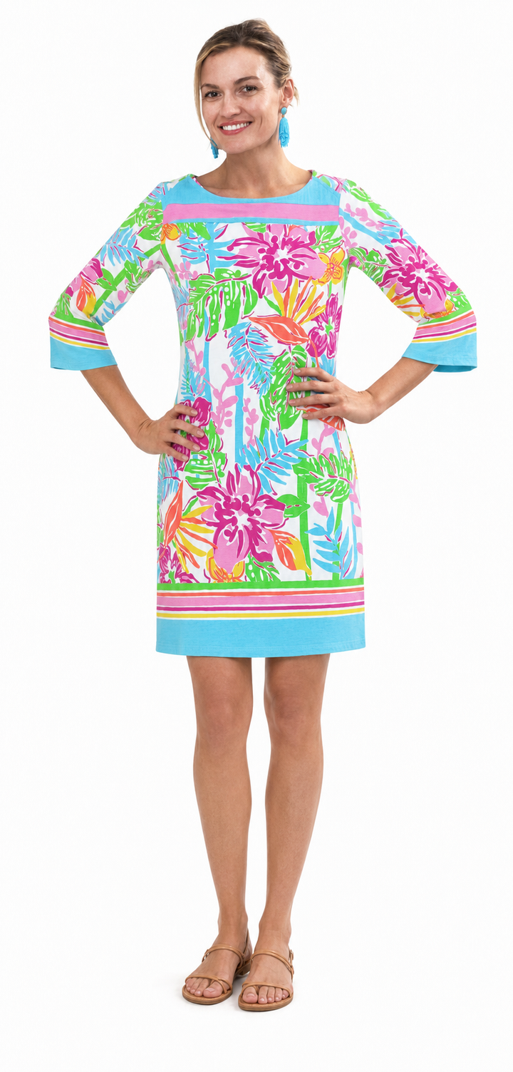 Engineered Knit Dress Boat Neck Style 240C82