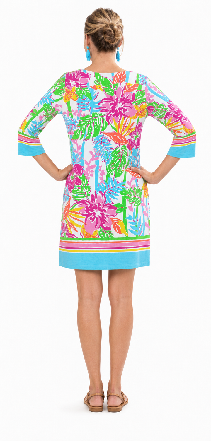 Engineered Knit Dress Boat Neck Style 240C82
