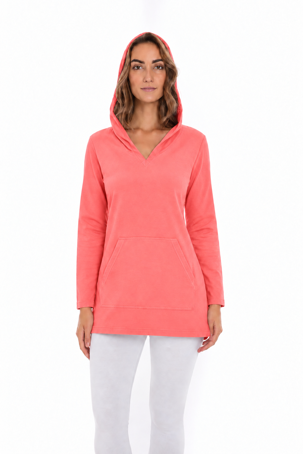 Solid French Terry Hoodie Top Style 254F00 C