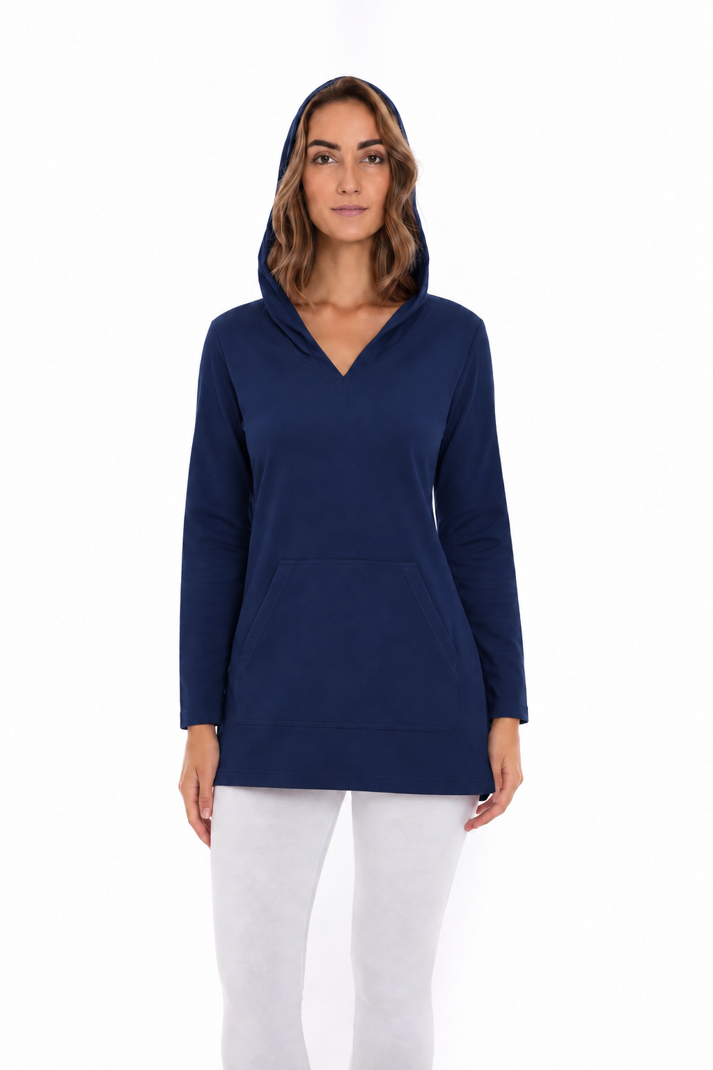Solid French Terry Hoodie Top Style 254F00 N