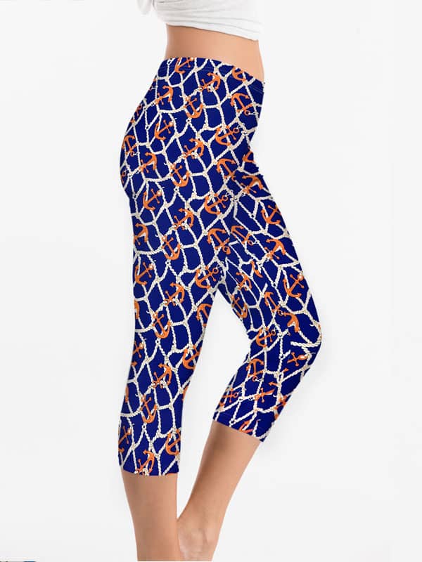 Navy Orange capri, part of the matching 2 piece set