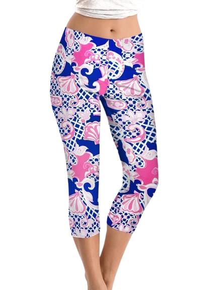 Navy Pink capri, part of the matching 2 piece set