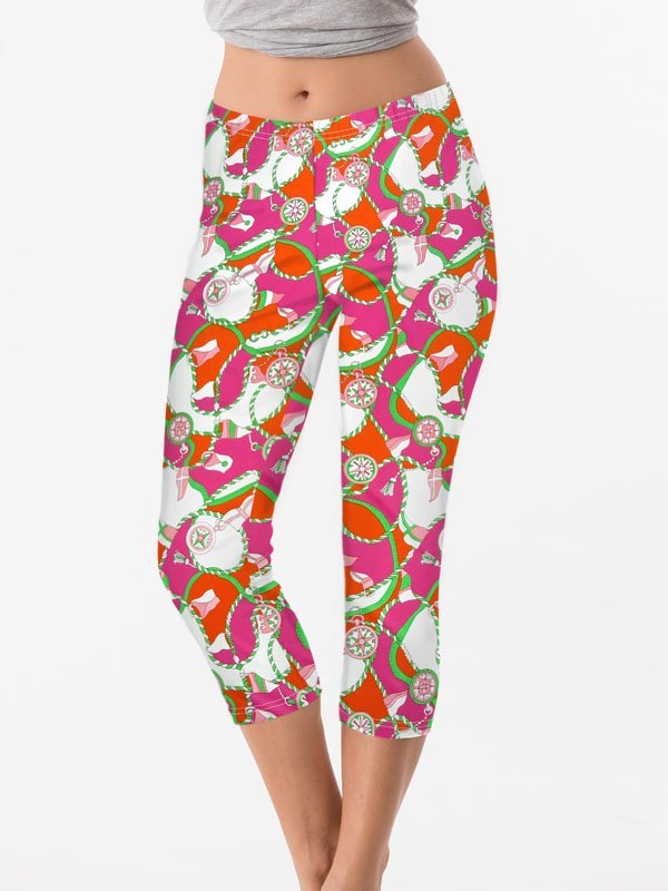Tangerine Pink capri, part of the matching 2 piece set