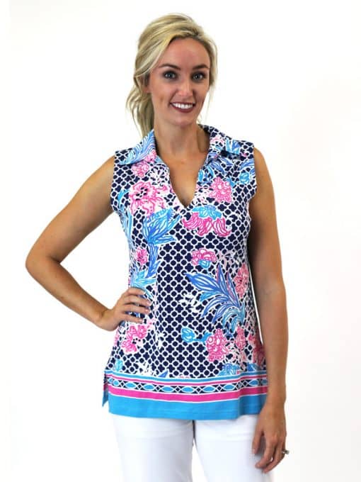 Engineered Knit Sleeveless Collared Top Style 326E80 NP