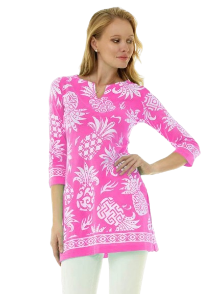 Pink Pineapple tunic, part of the matching 2 piece set
