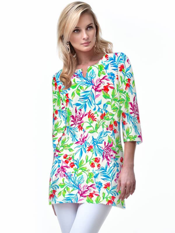 Blue Multi tunic, part of the matching 2 piece set