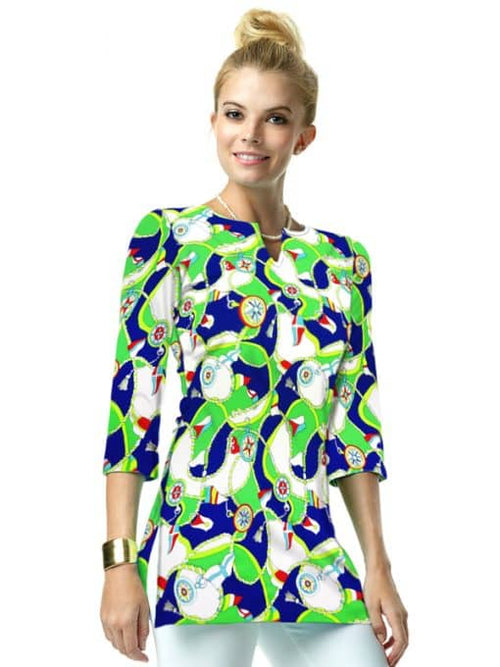 Nylon Spandex Tunic Slit Neck Style 380D65 GN
