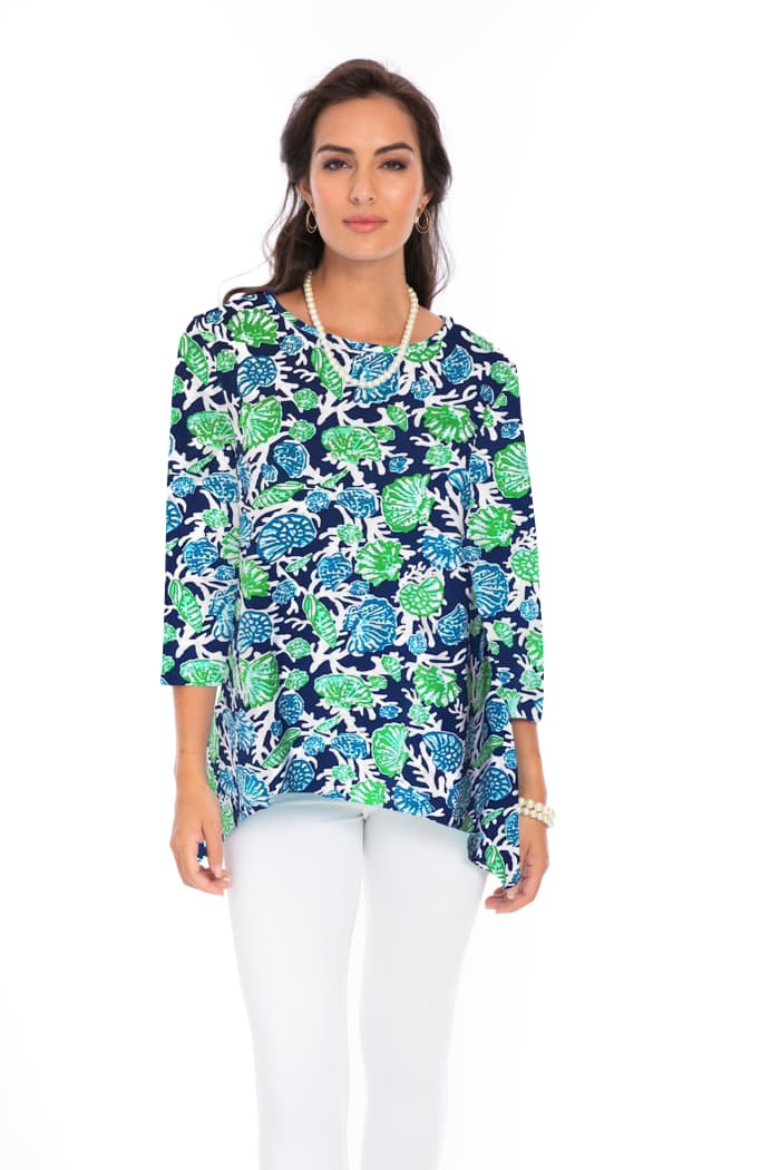Navy Jade tunic, part of the matching 2 piece set