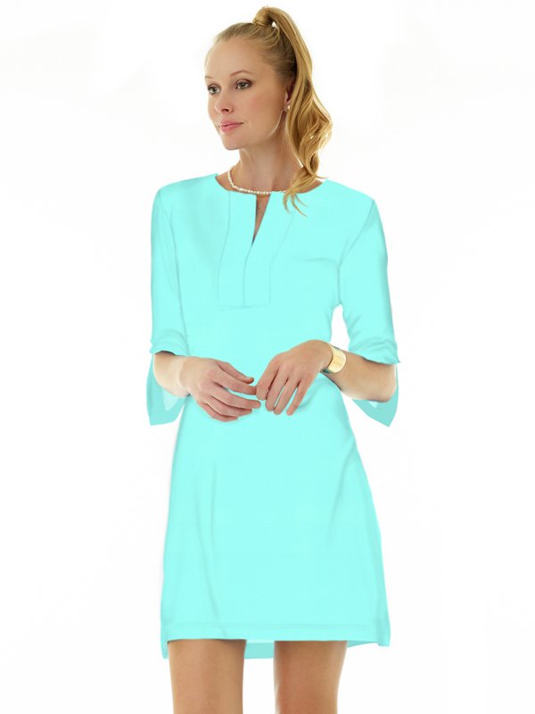 Solid Dyed Knit Dress Slit Neck Style 580C00 S