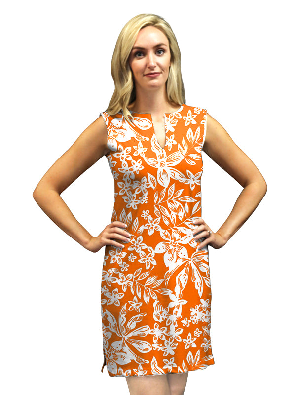 Cotton Knit Dress Sleeveless Slit Neck Style 610F14-O