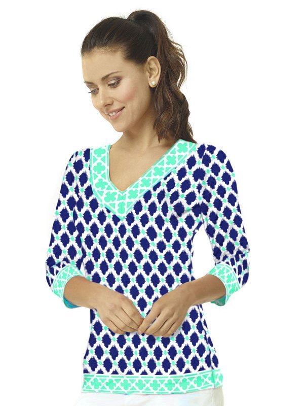 Navy Seafoam top, part of the matching 2 piece set