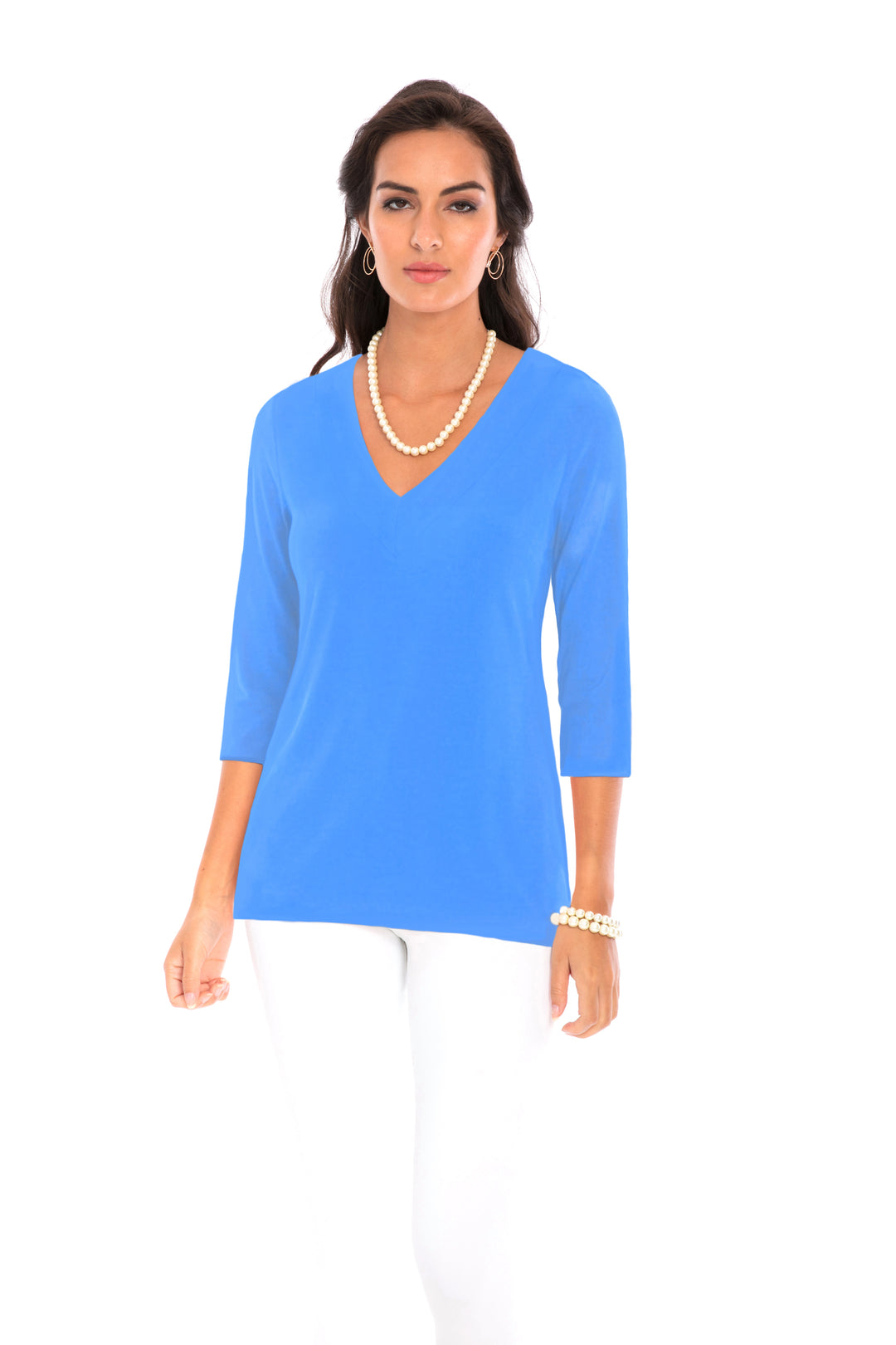 Solid Dyed Knit Top V-Neck Style 920C00-Bl