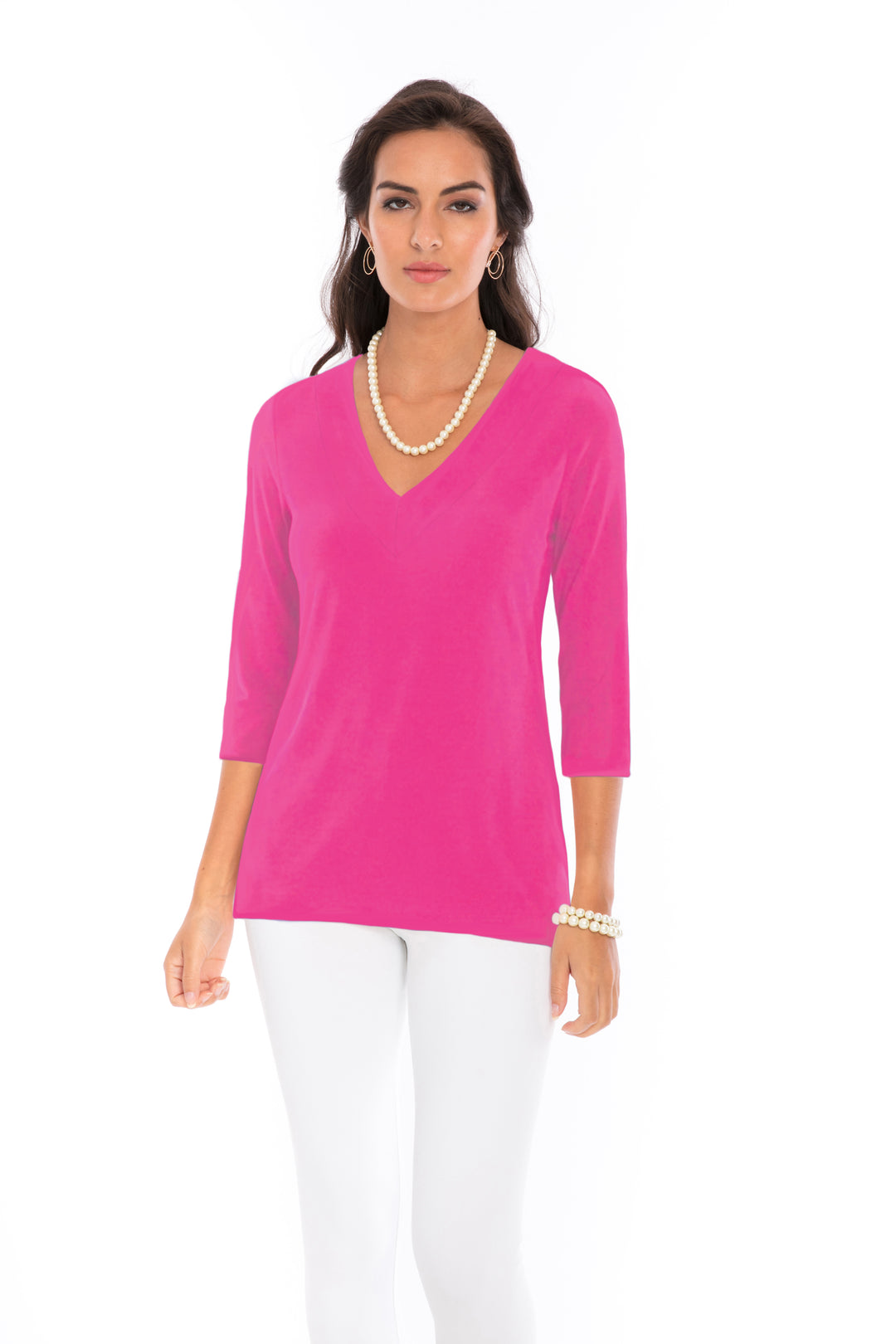 Solid Dyed Knit Top V-Neck Style 920C00-HP