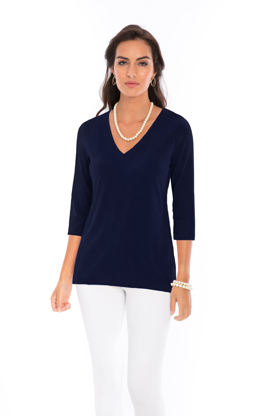 Solid Dyed Knit Top V-Neck Style 920C00-N