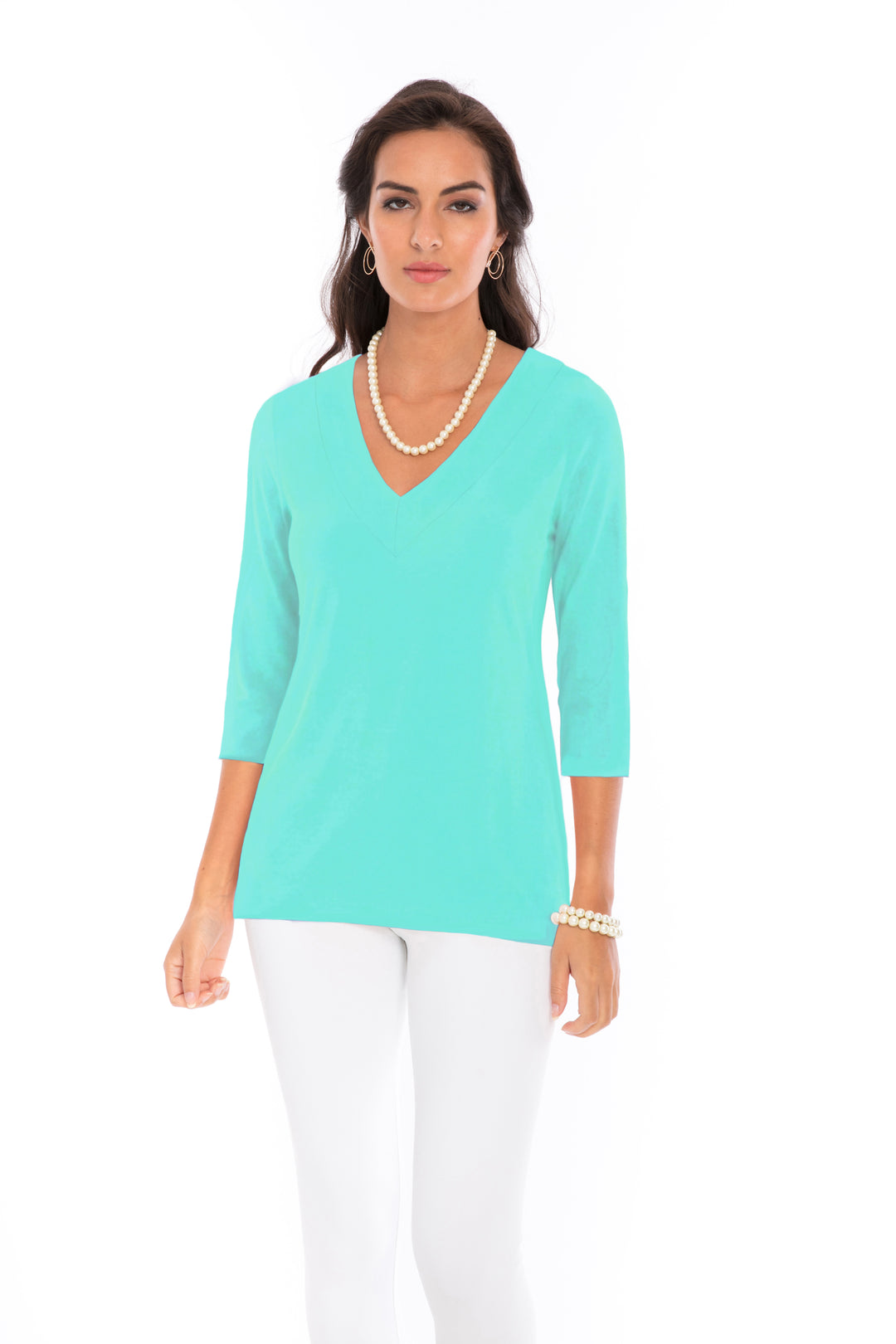 Solid Dyed Knit Top V-Neck Style 920C00-SF