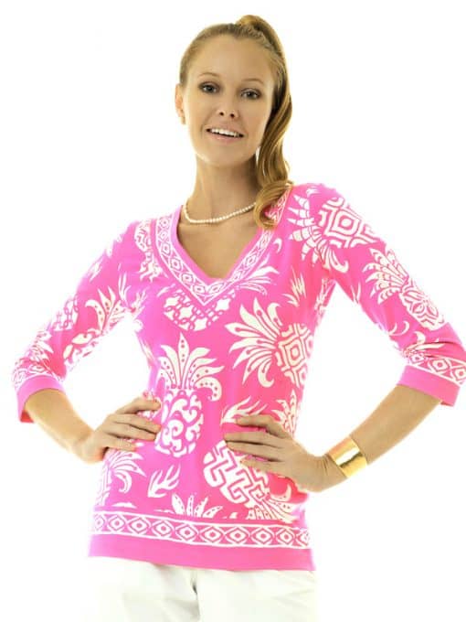 Pink Pineapple knit top, part of the matching 2 piece set