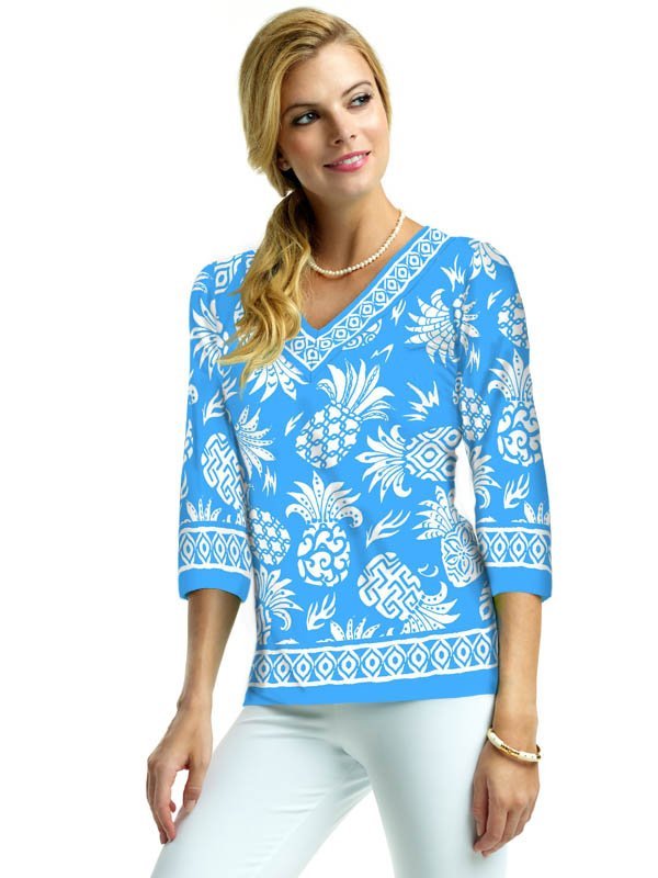 Light Blue Pineapple knit top, part of the matching 2 piece set