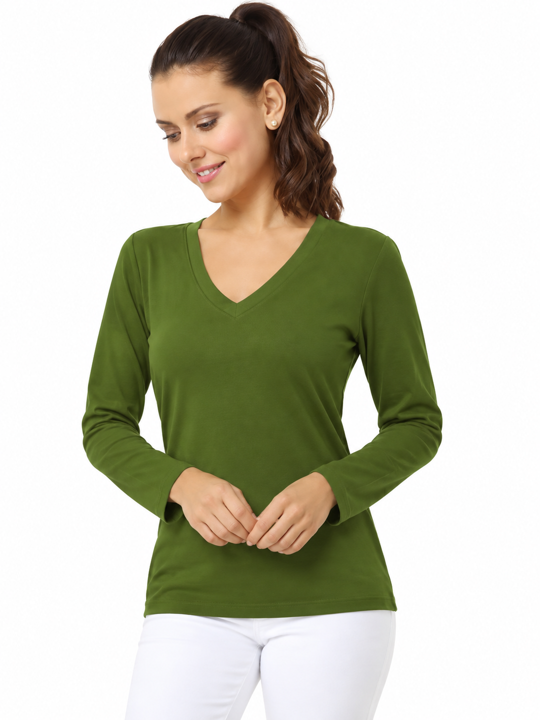 Solid French Terry Top V-Neck Style 920-1C00 G