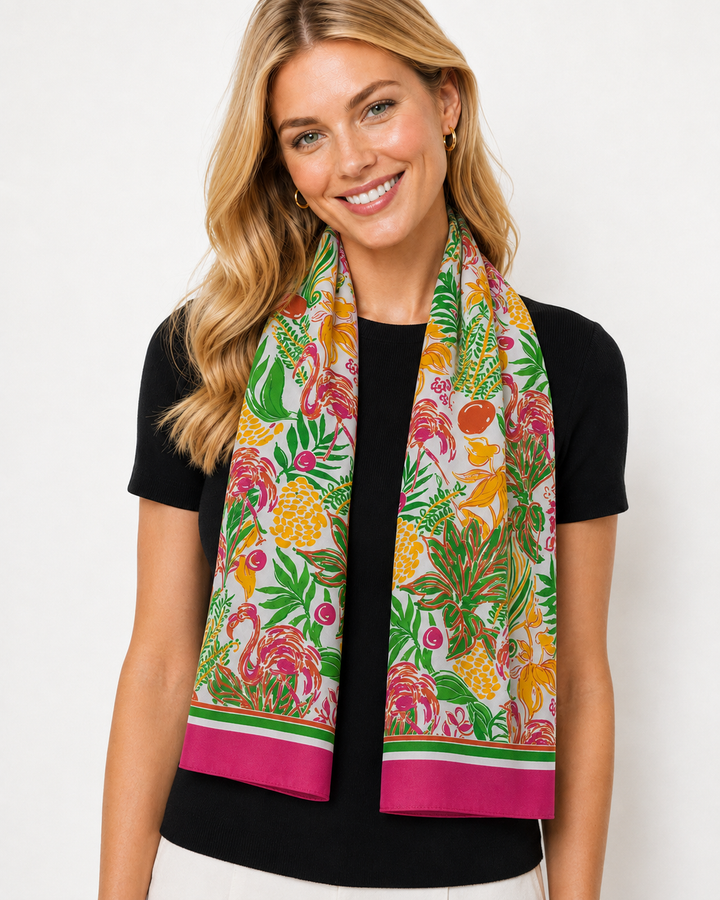 Flamingo Garden Pink Styling Scarf E41 PG