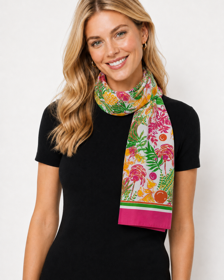 Flamingo Garden Pink Styling Scarf E41 PG