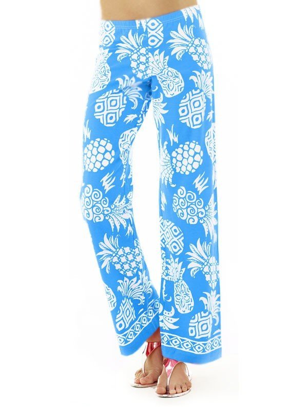 Light Blue Pineapple knit palazzo pants, part of the matching 2 piece set