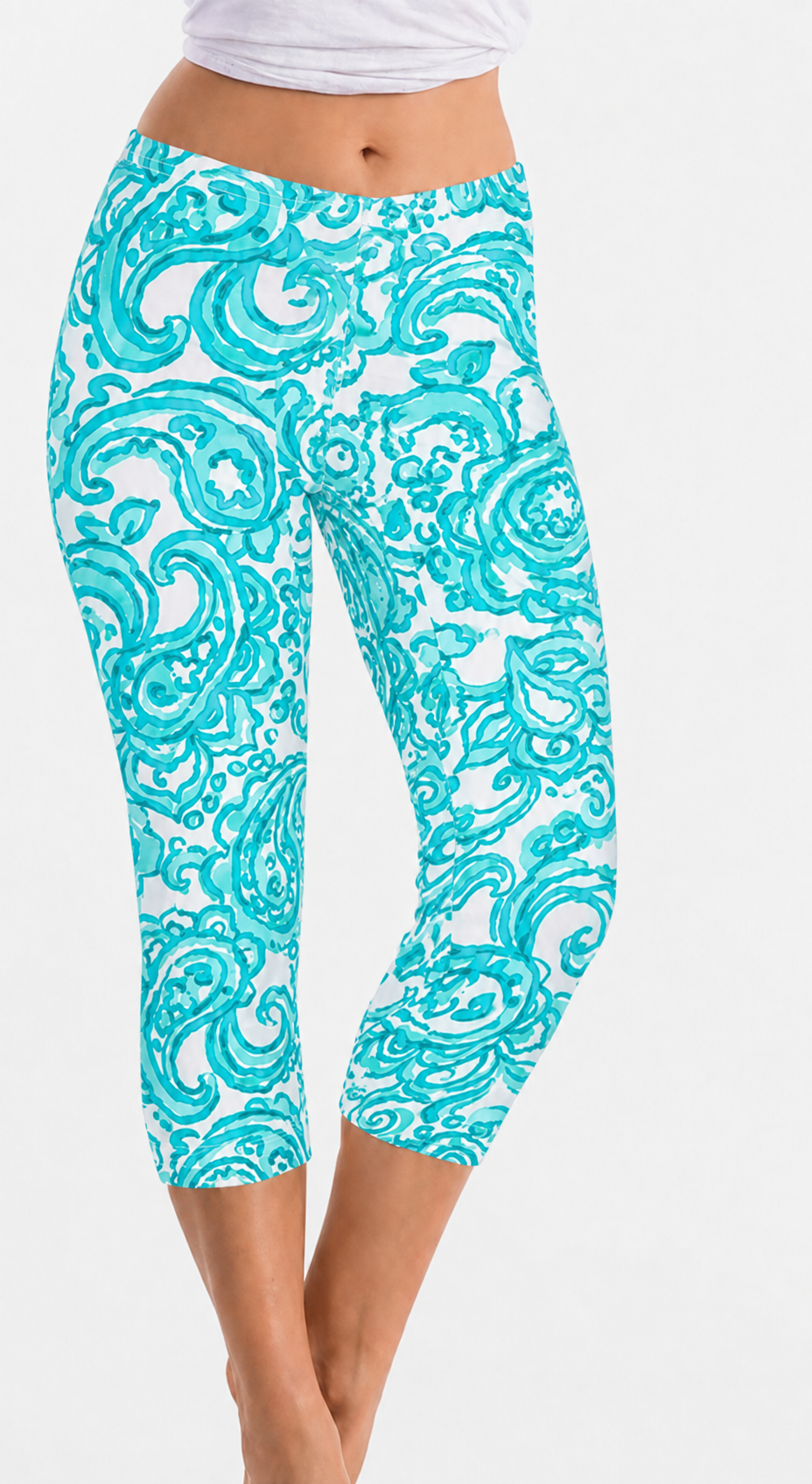 Vintage Knit Printed Capri Style 308C55 J